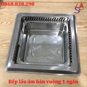 bếp lẩu âm bàn vuông 1 ngăn giá rẻ
