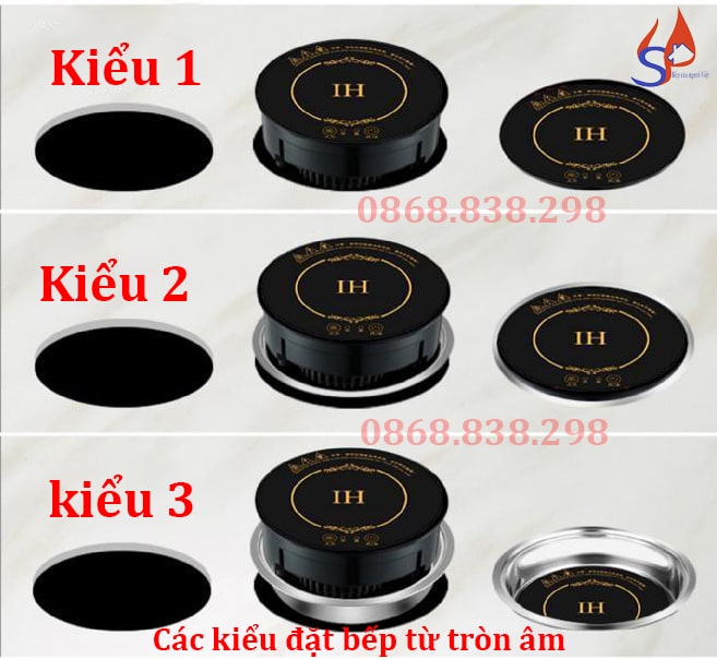 Các kiểu đặt bếp từ tròn âm bàn