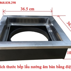 Kích thước bếp lẩu nướng âm bàn bằng điện