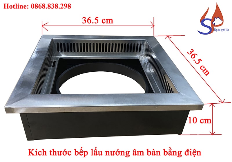 Kích thước bếp lẩu nướng âm bàn bằng điện
