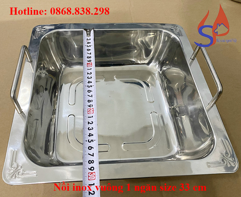 Nồi inox vuông 1 ngăn size 33cm