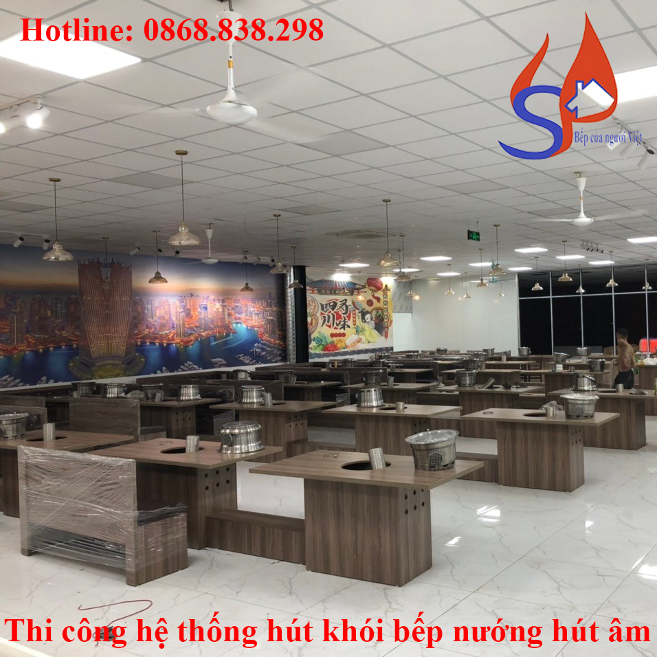 Thi công hệ thống hút khói bếp nướng hút âm