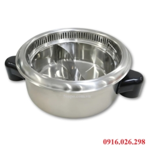 bếp lẩu tròn 2 ngăn nhà hàng, quán lẩu buffe